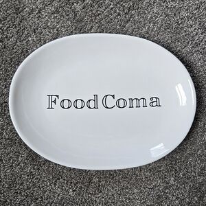 White Oval Food Coma Plate Platter LIKE NEW